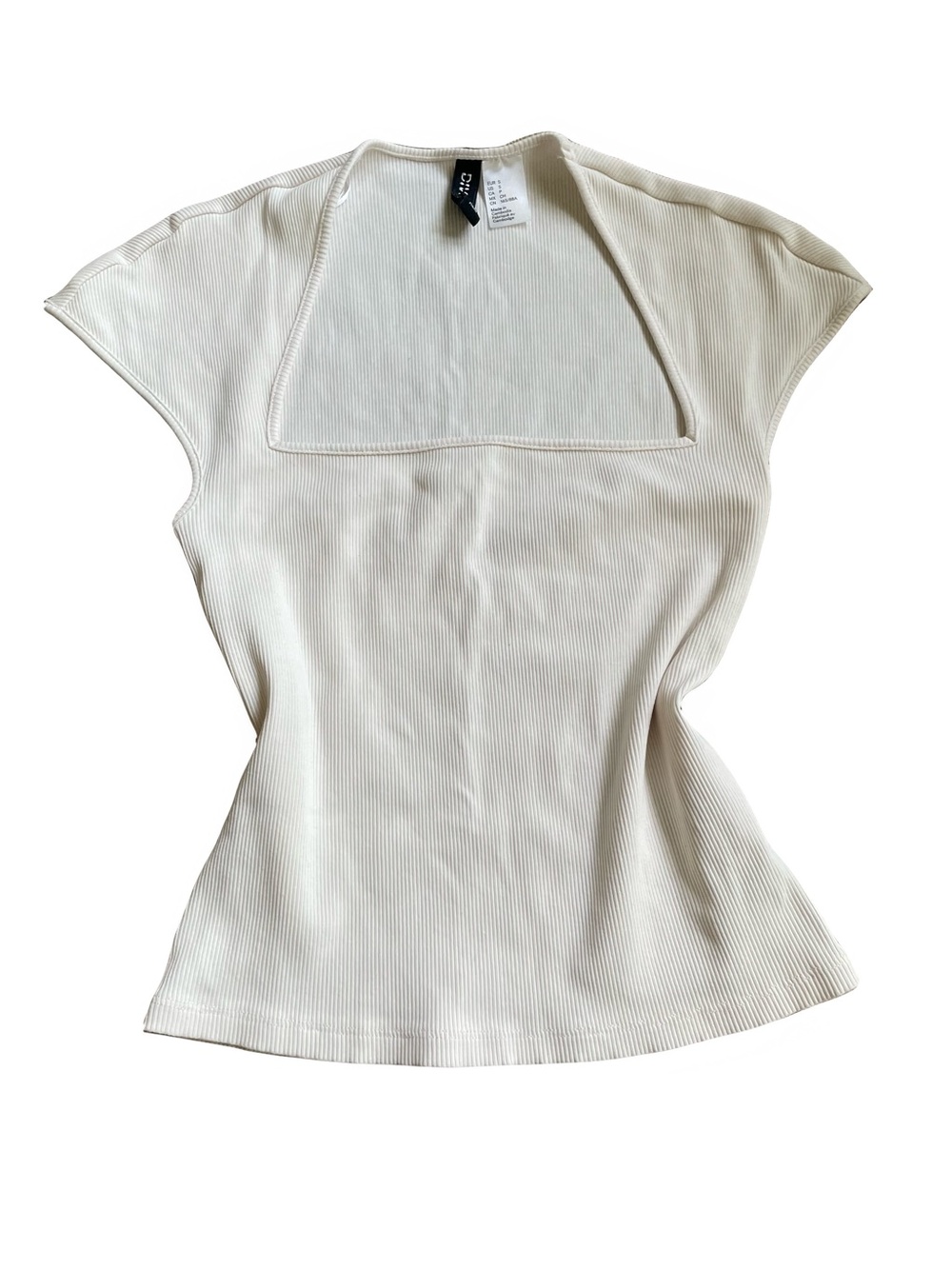 Divided Cream Square-Neck Ribbed Tank